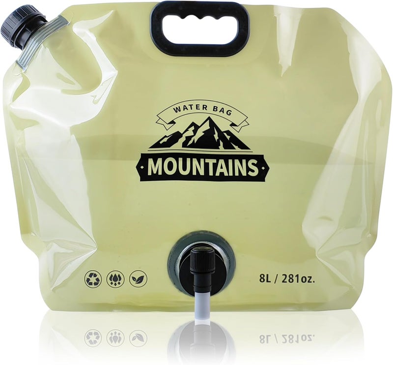 Coipdfty Water Jug Camping 2.1 Gallon Collapsible with Spigot, BPA Free Portable Water Pouch Foldable Water Bags for Outdoor Hiking, Travel and Emergency & Water Storage Containers (Beige-1Pcs) - Image 1